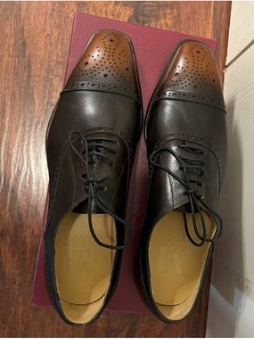 Maison Forte Men's Two-Tone Brown Cap-Toe Derby Dress Shoes